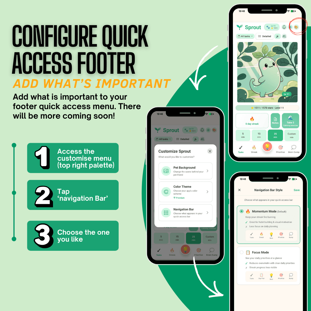 Quick Access Footer: One-Tap Navigation