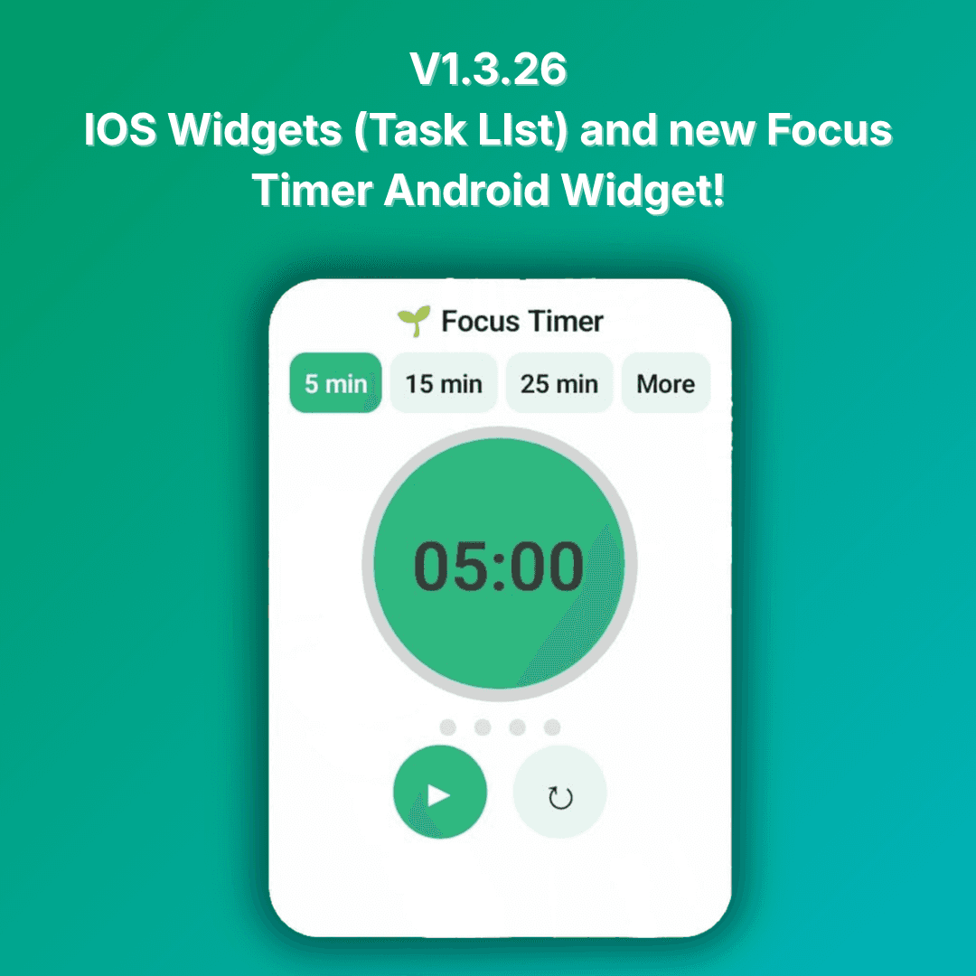 V1.3.26: iOS Widgets & New Focus Timer Widget for Android!